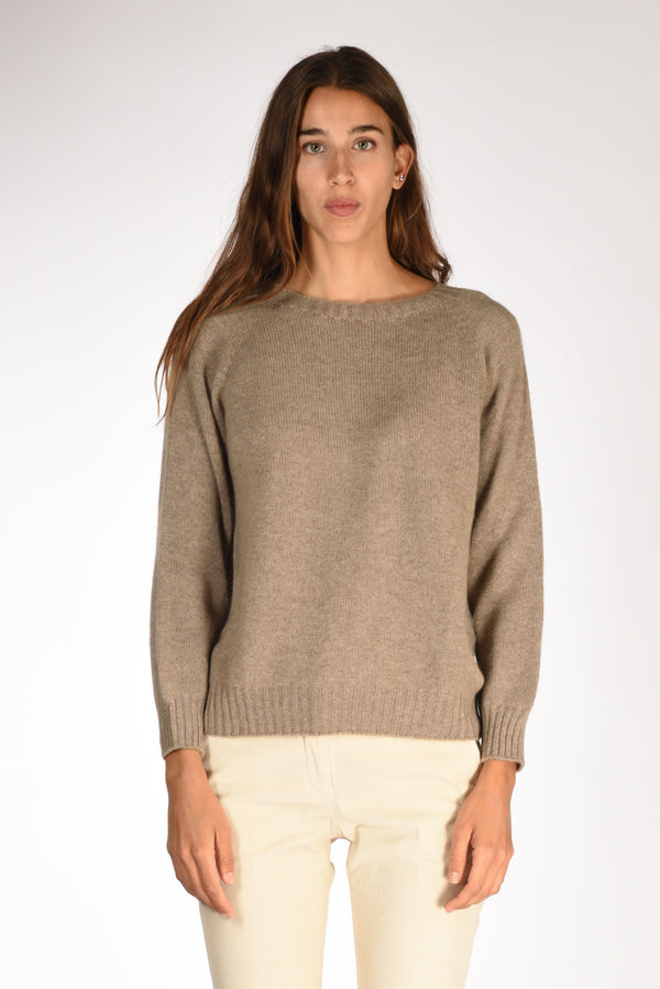 Five Maglia Girocollo Marrone Chiaro Donna-2