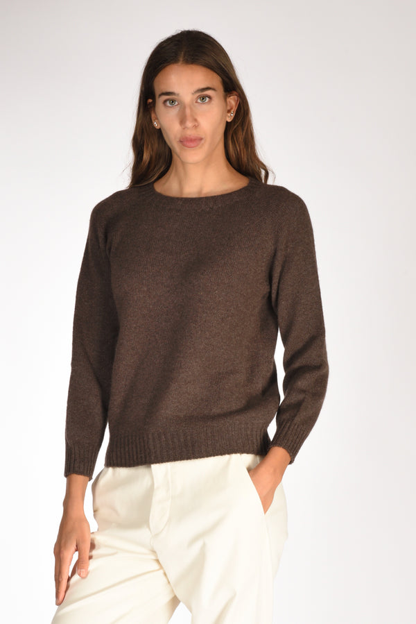 Five Maglia Girocollo Marrone Scuro Donna