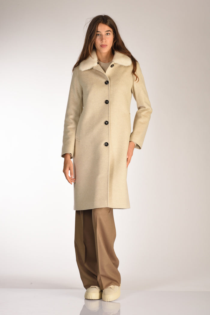 Five Cappotto Visone Beige Chiaro Donna - 1
