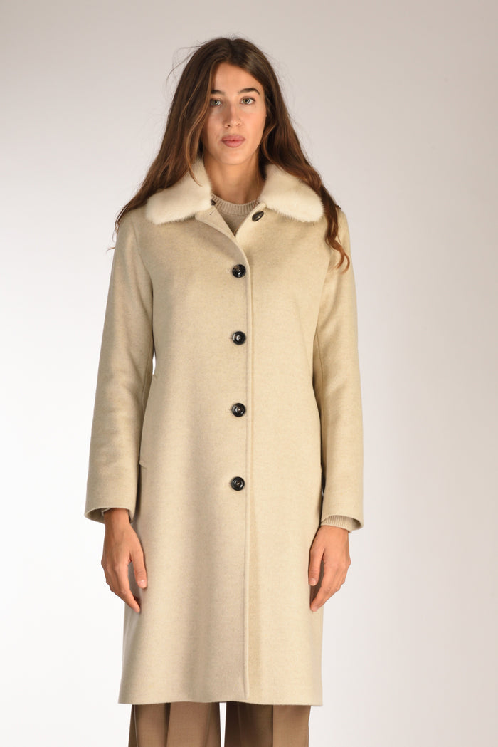 Five Cappotto Visone Beige Chiaro Donna - 2