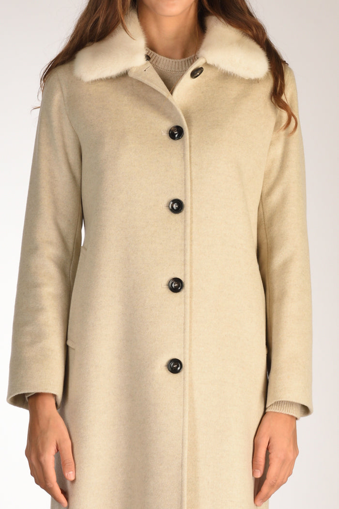 Five Cappotto Visone Beige Chiaro Donna - 3