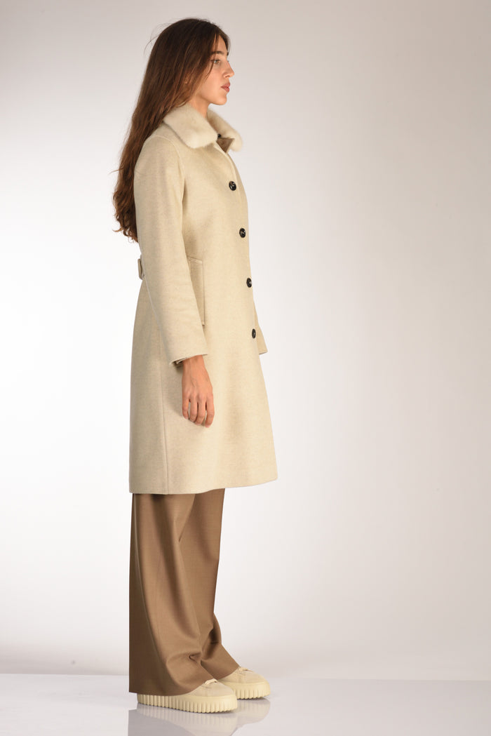 Five Cappotto Visone Beige Chiaro Donna - 4