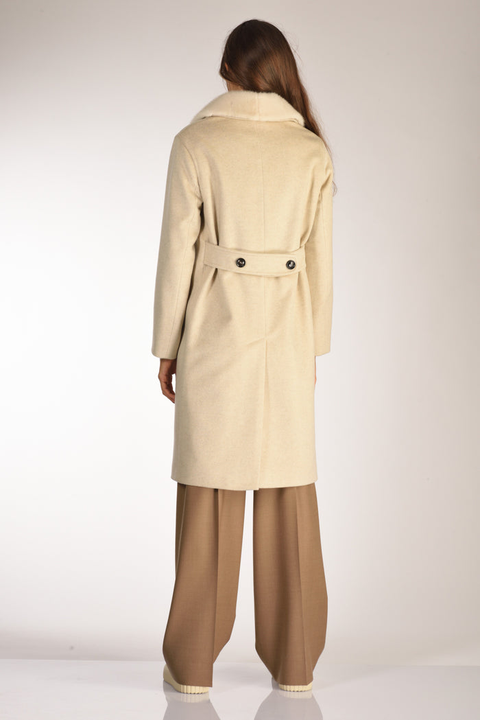 Five Cappotto Visone Beige Chiaro Donna - 5