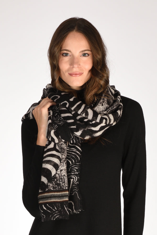 Faliero Sarti Sciarpa Zebra Nero/bianco Donna