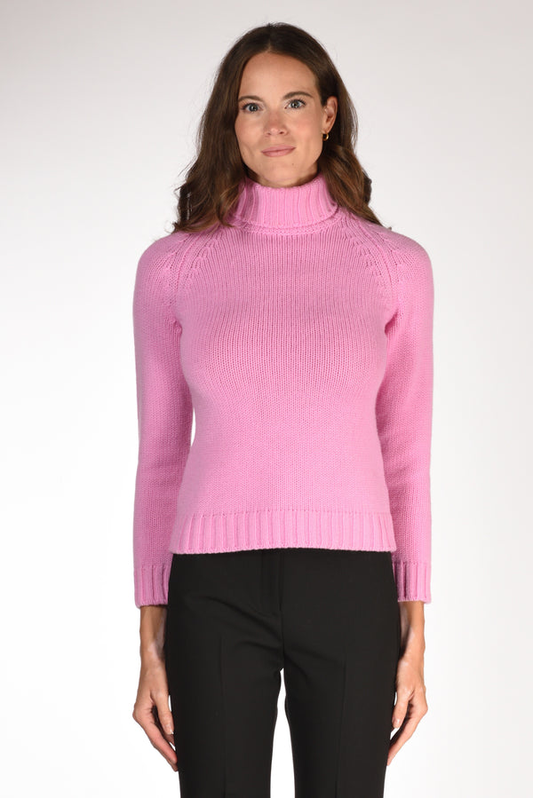 Base Milano Maglia Collo Alto Rosa Donna-2