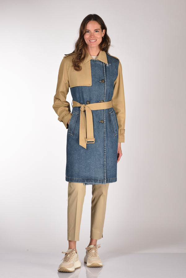 Fay Trench Bitessuto Blu/beige Donna