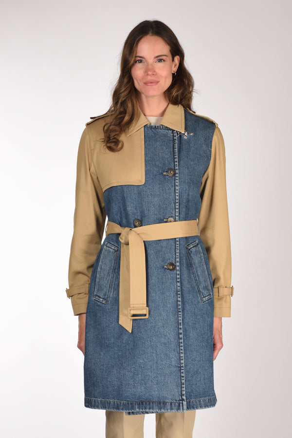 Fay Trench Bitessuto Blu/beige Donna-2