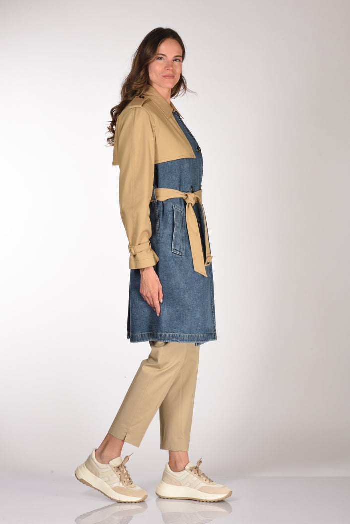 Fay Trench Bitessuto Blu/beige Donna - 4