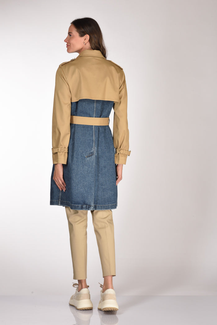 Fay Trench Bitessuto Blu/beige Donna - 5