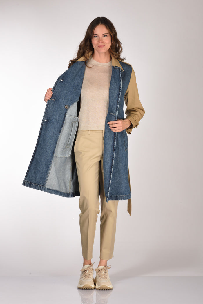 Fay Trench Bitessuto Blu/beige Donna - 6
