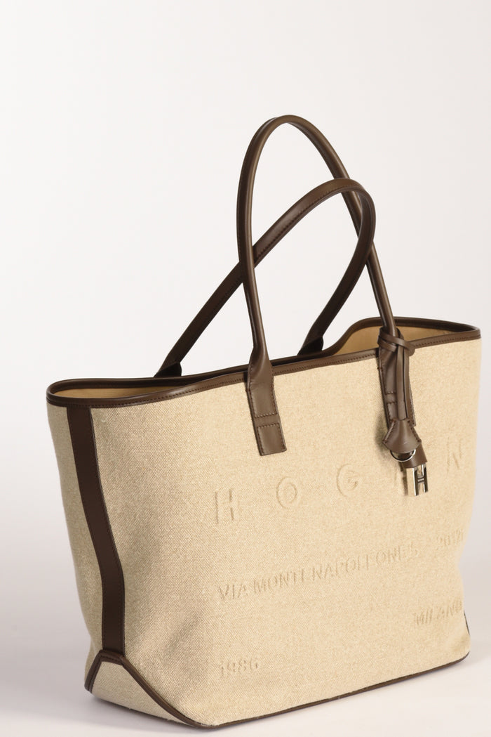 Hogan Borsa Shopping Beige/marrone Donna - 4