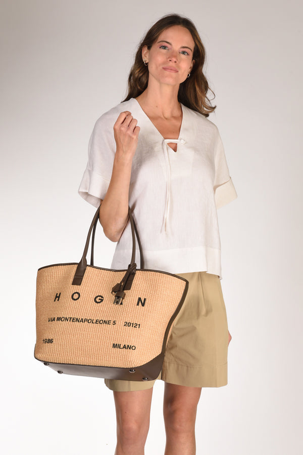 Hogan Borsa Shopping Beige Donna-2