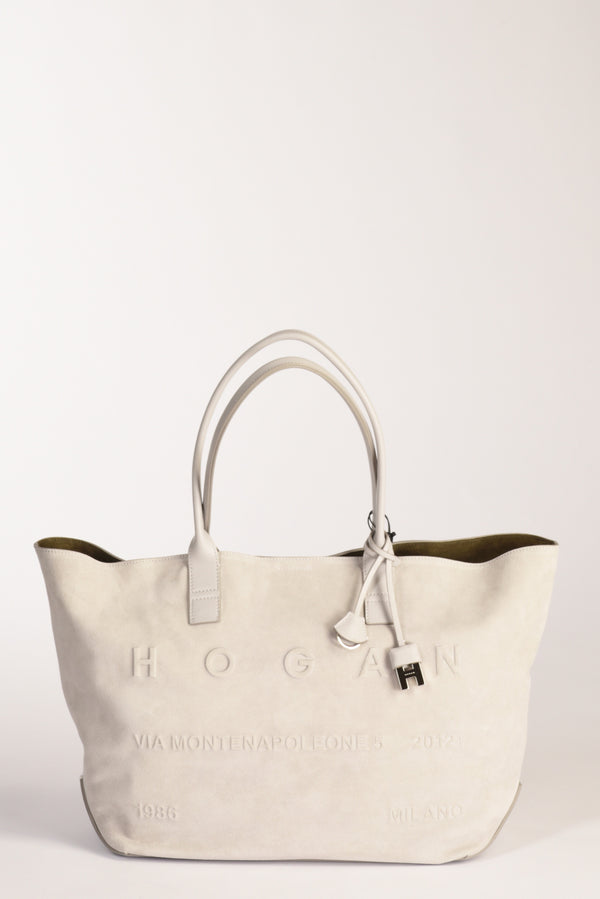 Hogan Borsa Shopping Grigio Tortora Donna