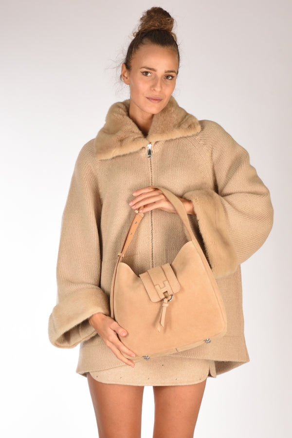 Hogan Borsa Hobo Beige Scuro Donna-2