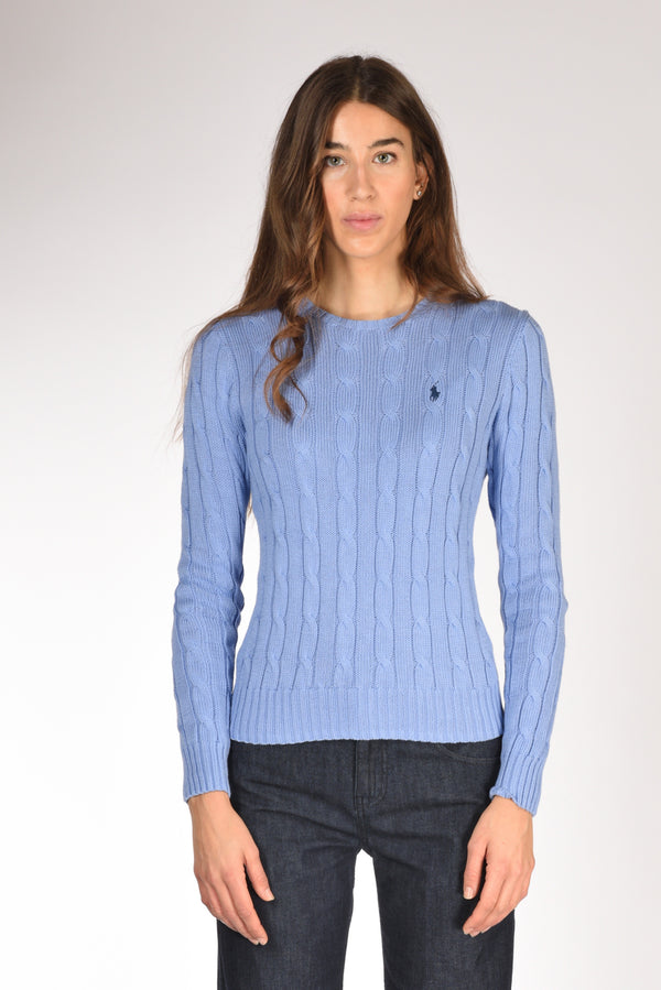 Polo Ralph Lauren Maglia Treccia Azzurro Donna-2