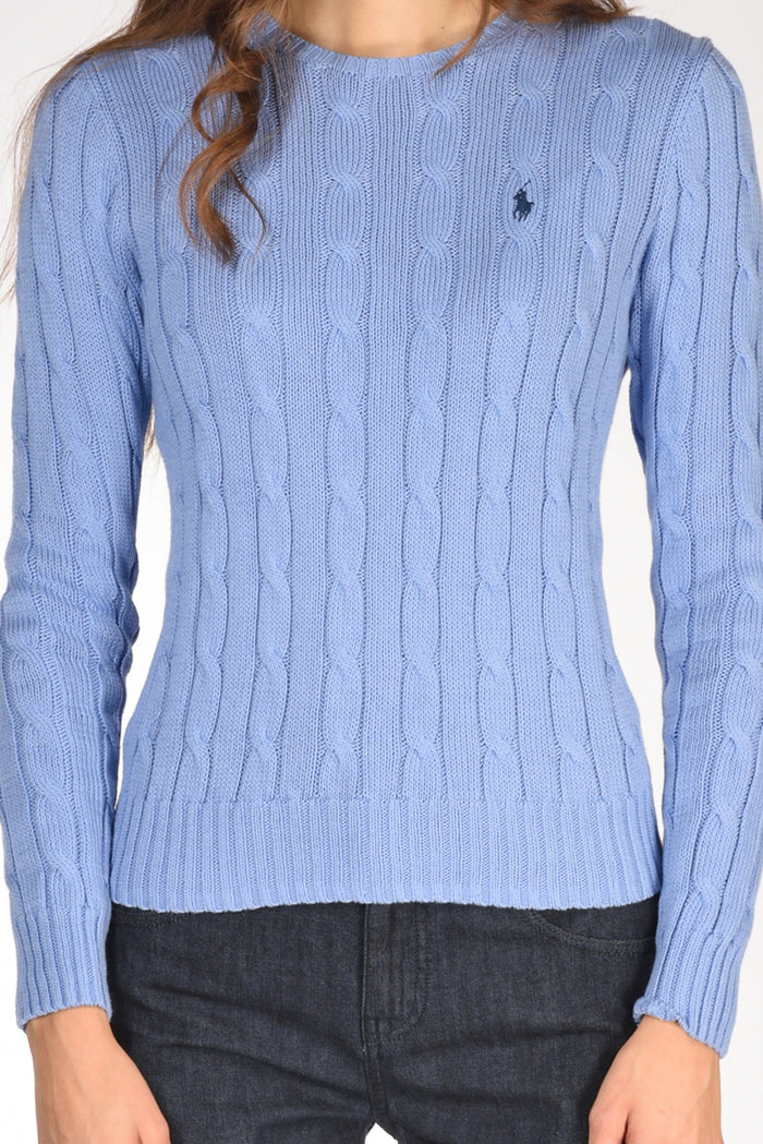 Polo Ralph Lauren Maglia Treccia Azzurro Donna - 3