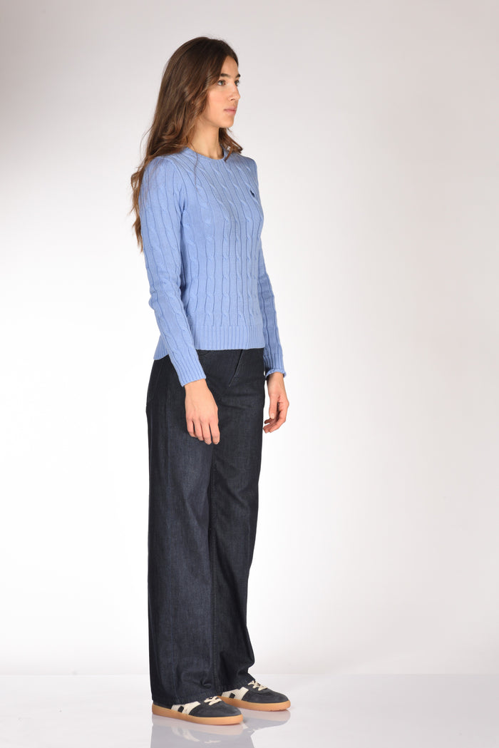 Polo Ralph Lauren Maglia Treccia Azzurro Donna - 4