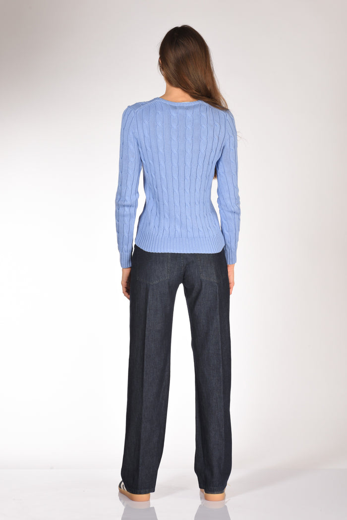 Polo Ralph Lauren Maglia Treccia Azzurro Donna - 5