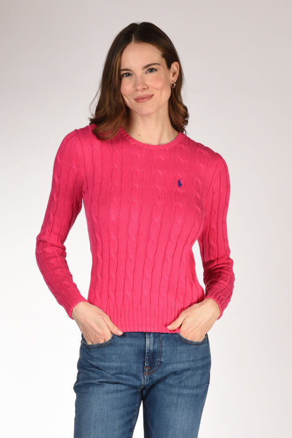 Polo Ralph Lauren Maglia Treccia Fucsia Donna