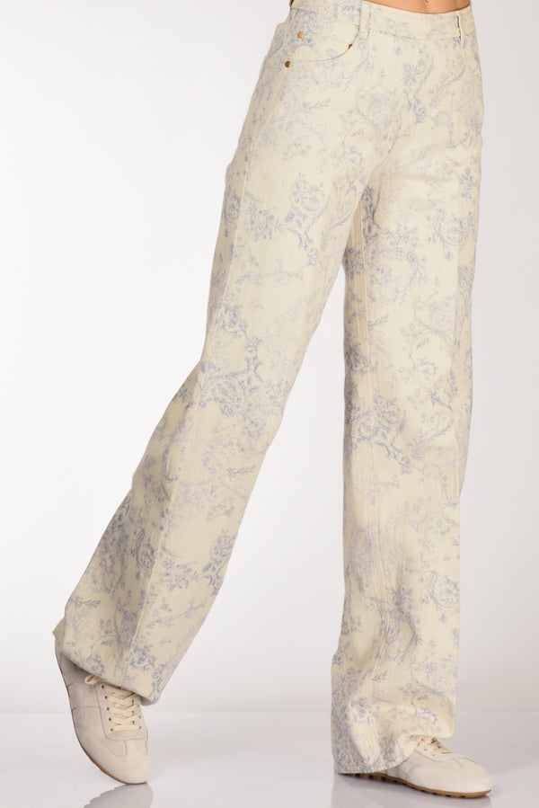 Forte Forte Pantalone Stampa Azzurro/bianco Donna