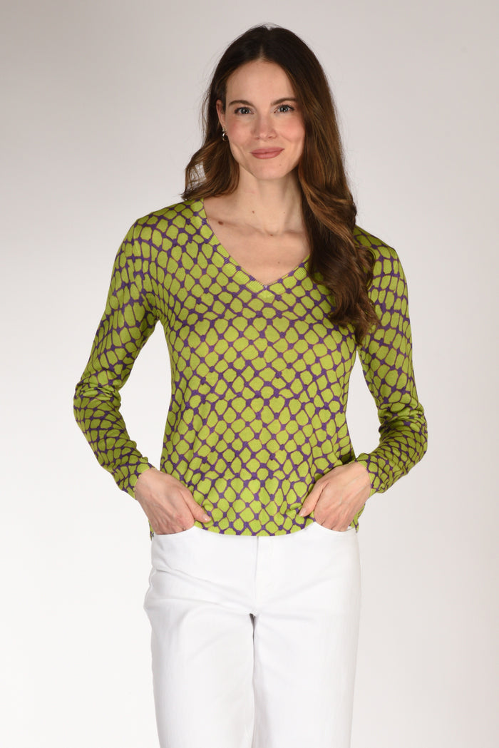 In Bed With You Maglia Stampata Verde/viola Donna - 1