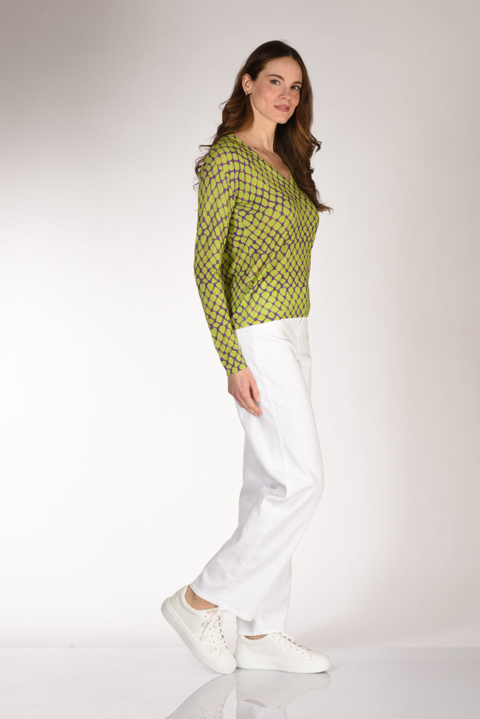 In Bed With You Maglia Stampata Verde/viola Donna - 4