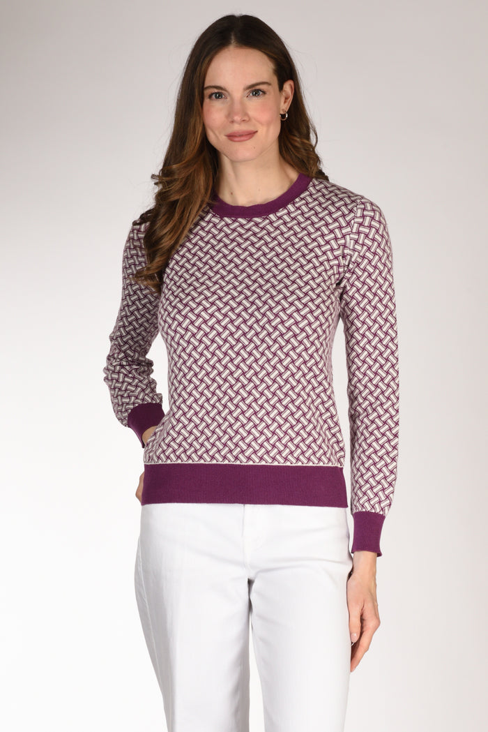Drumohr Maglia Biscottino Viola/bianco Donna - 1