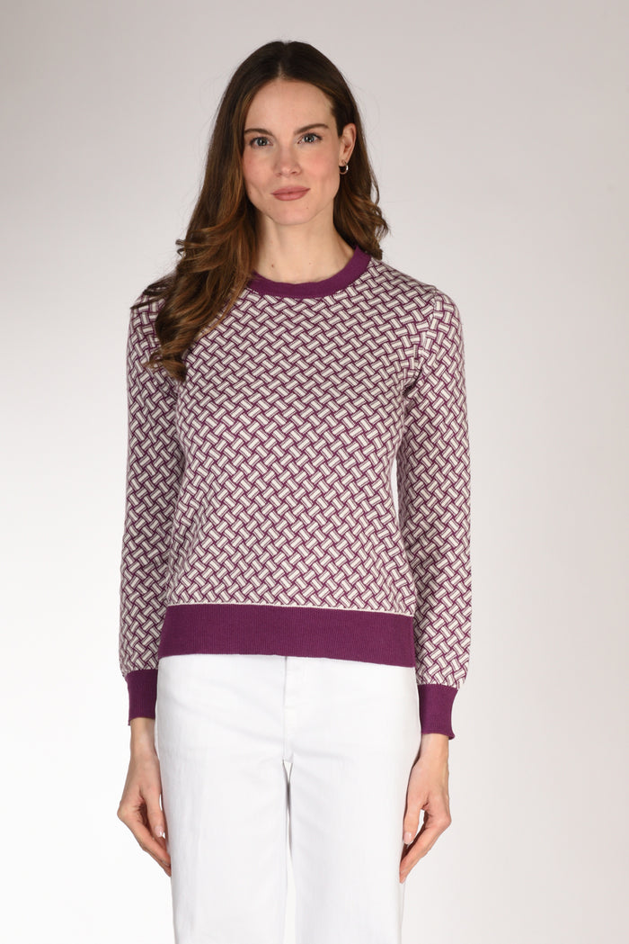 Drumohr Maglia Biscottino Viola/bianco Donna - 2
