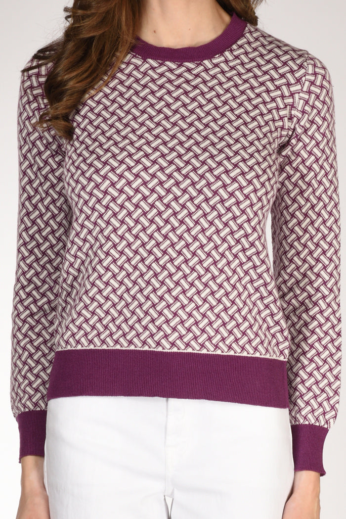 Drumohr Maglia Biscottino Viola/bianco Donna - 3
