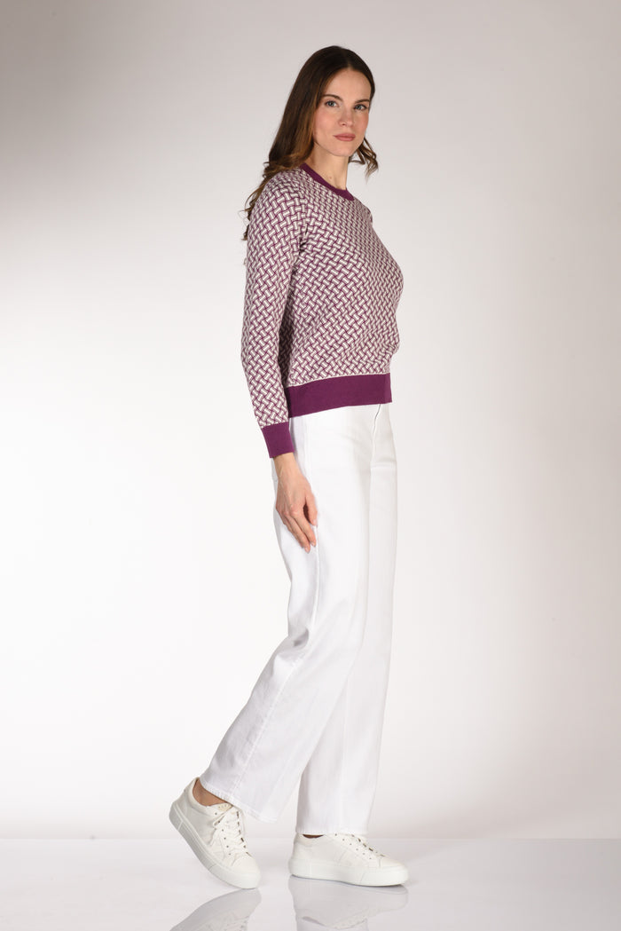 Drumohr Maglia Biscottino Viola/bianco Donna - 4