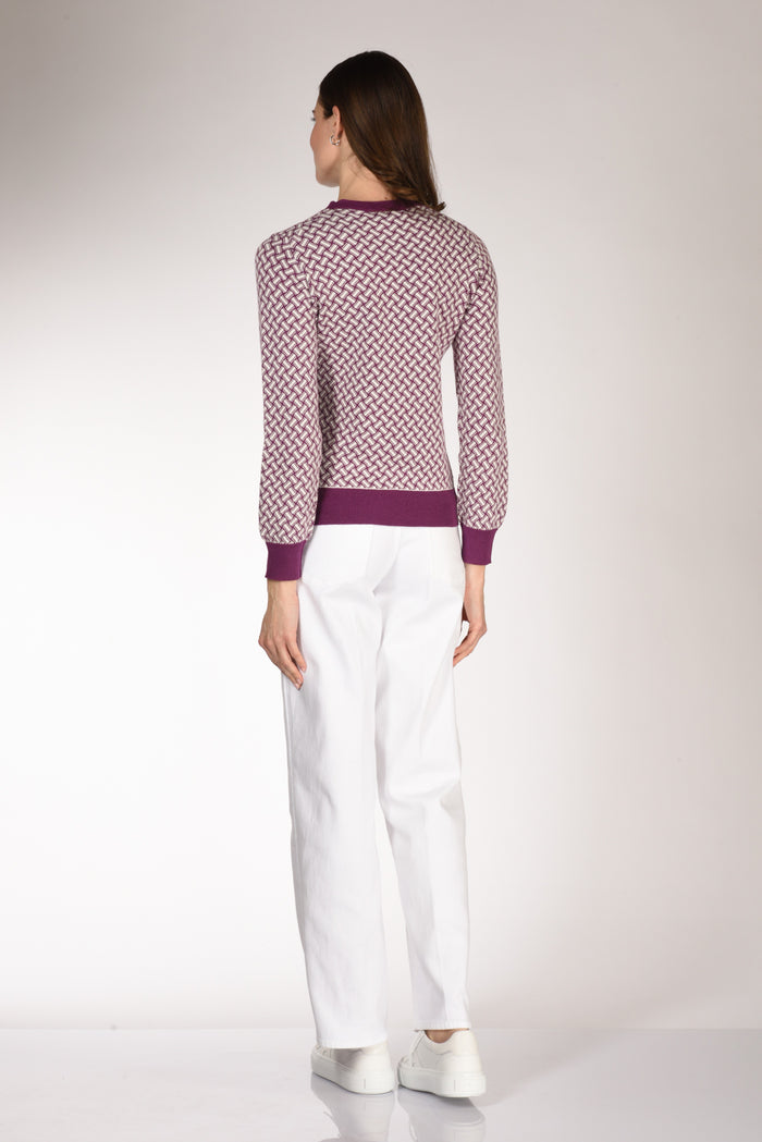Drumohr Maglia Biscottino Viola/bianco Donna - 5