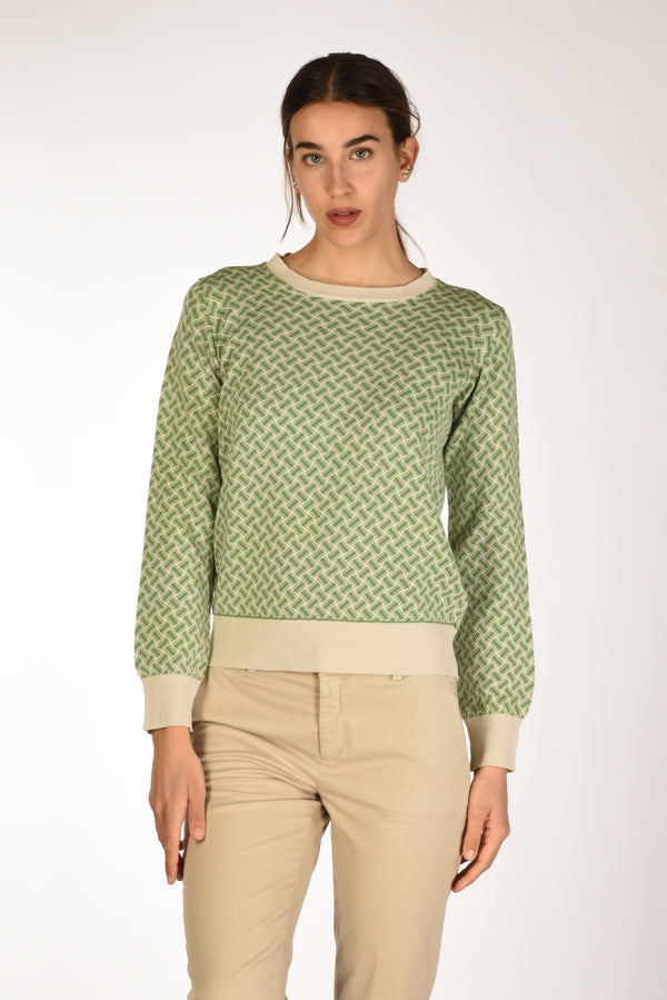 Drumohr Maglia Biscottino Verde/beige Donna