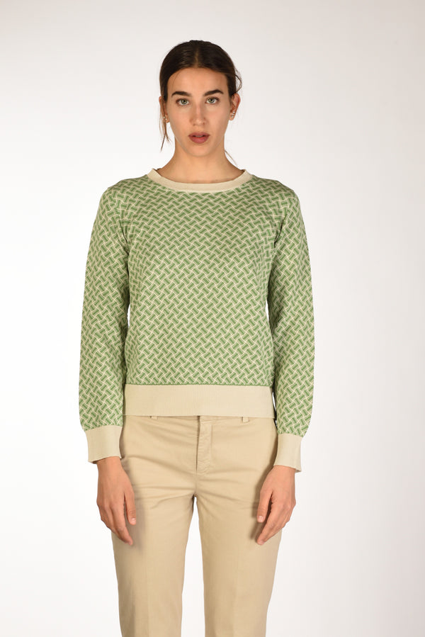 Drumohr Maglia Biscottino Verde/beige Donna-2