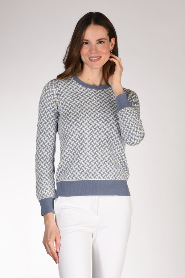 Drumohr Maglia Biscottino Bianco/azzurro Donna