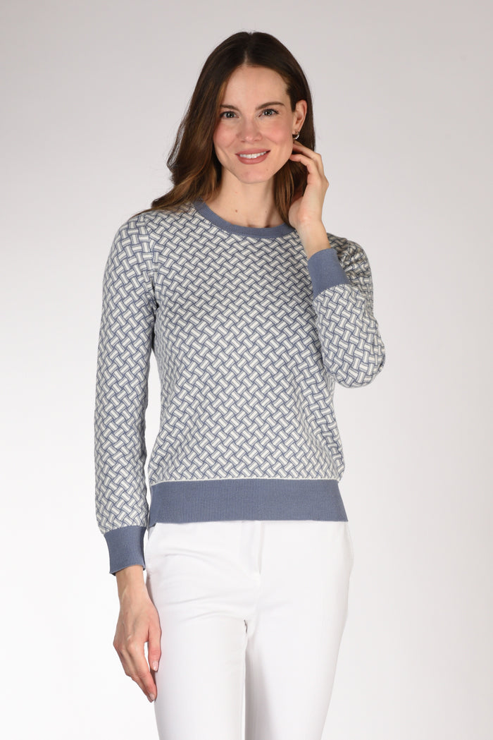 Drumohr Maglia Biscottino Bianco/azzurro Donna - 1