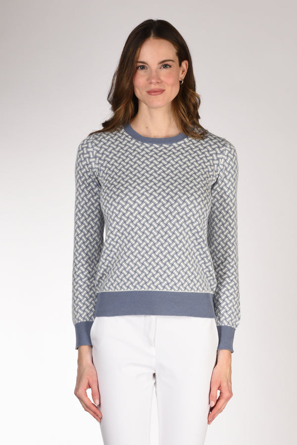 Drumohr Maglia Biscottino Bianco/azzurro Donna-2