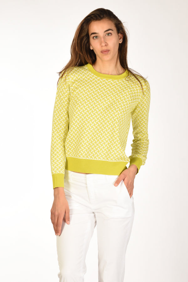 Drumohr Maglia Biscottino Verde Chiaro/bianco Donna