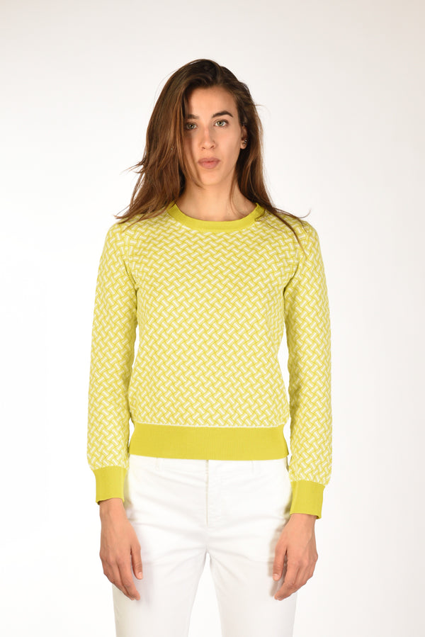 Drumohr Maglia Biscottino Verde Chiaro/bianco Donna-2