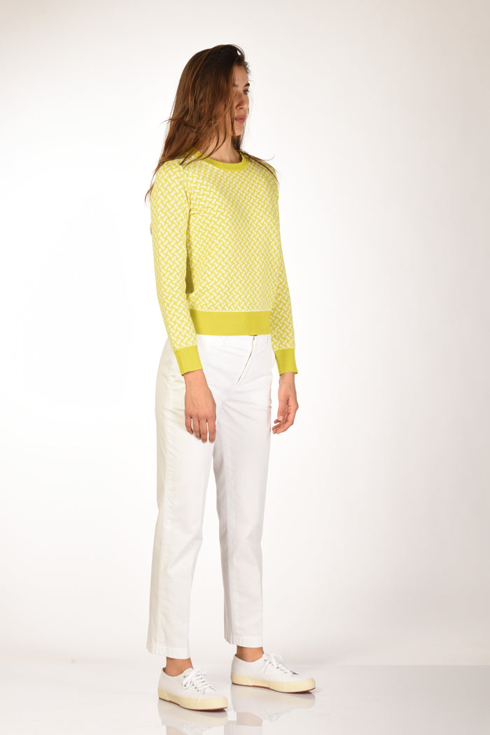 Drumohr Maglia Biscottino Verde Chiaro/bianco Donna - 4