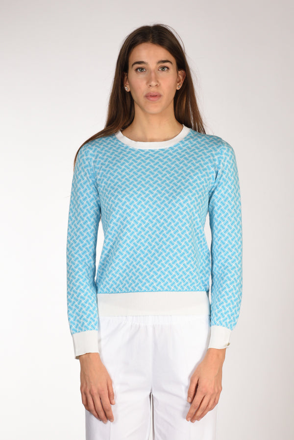 Drumohr Maglia Biscottino Azzurro/bianco Donna-2