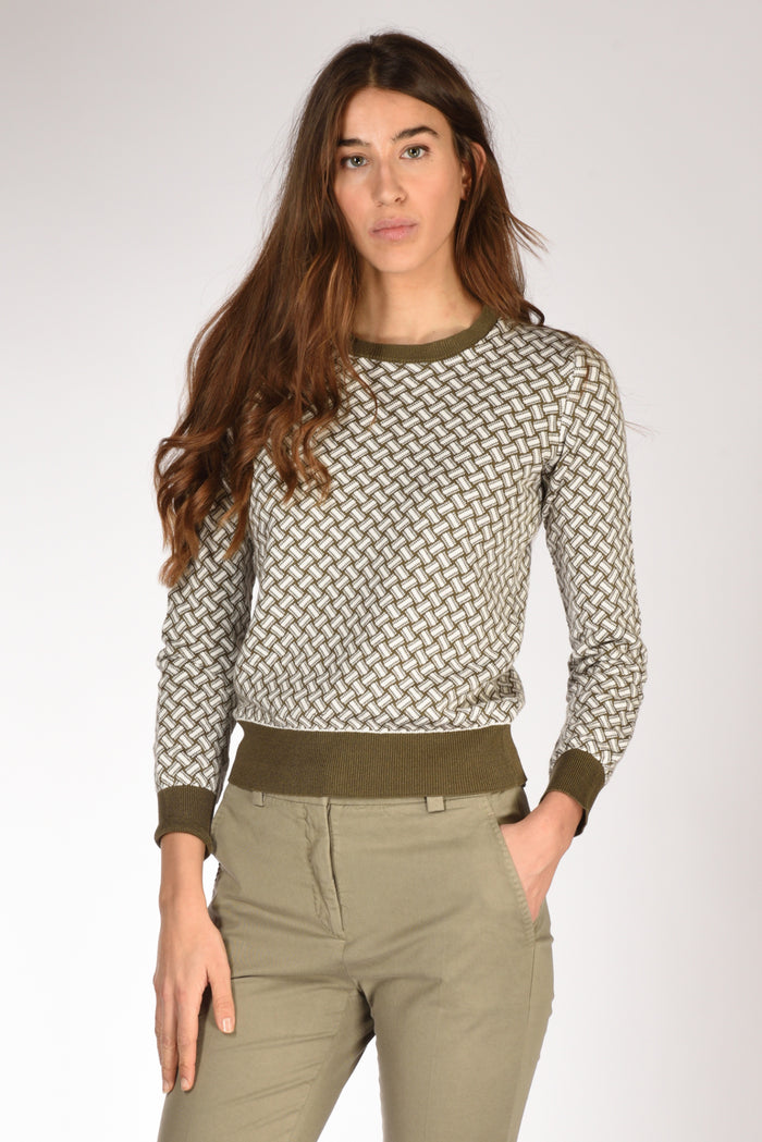 Drumohr Maglia Biscottino Verde/bianco Donna - 1