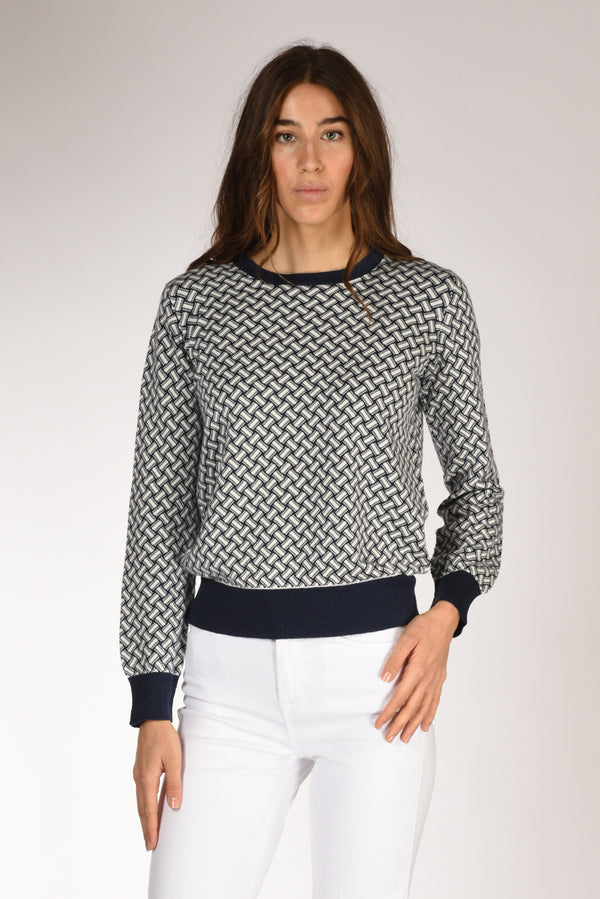 Drumohr Maglia Biscottino Blu/bianco Donna