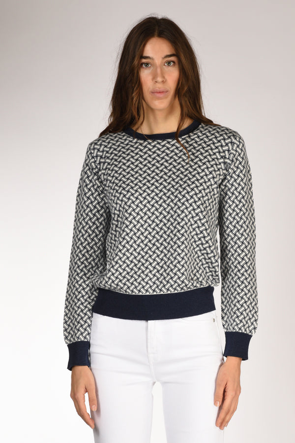 Drumohr Maglia Biscottino Blu/bianco Donna-2