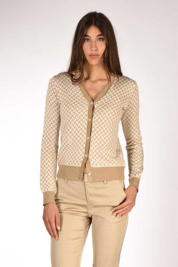 Drumohr Cardigan Beige/bianco Donna
