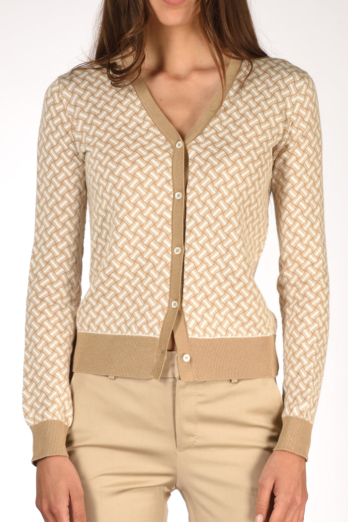 Drumohr Cardigan Beige/bianco Donna - 3