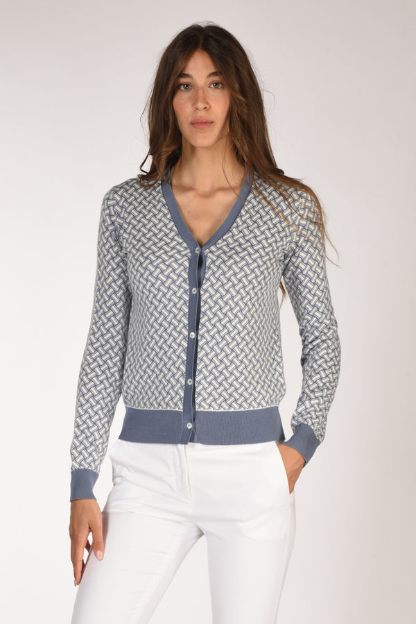 Drumohr Cardigan Bianco/azzurro Donna