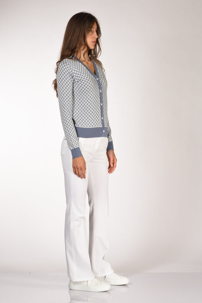 Drumohr Cardigan Bianco/azzurro Donna - 4