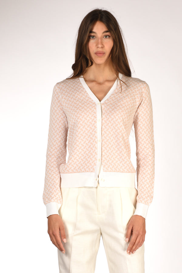 Drumohr Cardigan Rosa/bianco Donna-2