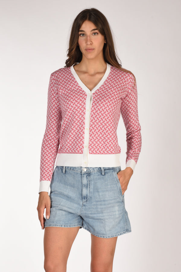 Drumohr Cardigan Fucsia/bianco Donna