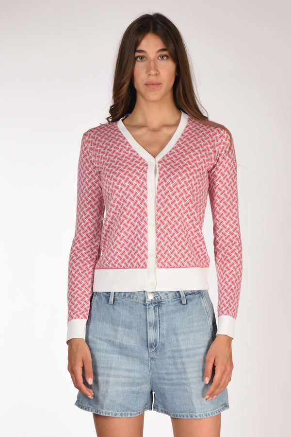 Drumohr Cardigan Fucsia/bianco Donna-2